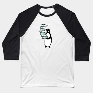 Penguin holding pile of books Baseball T-Shirt